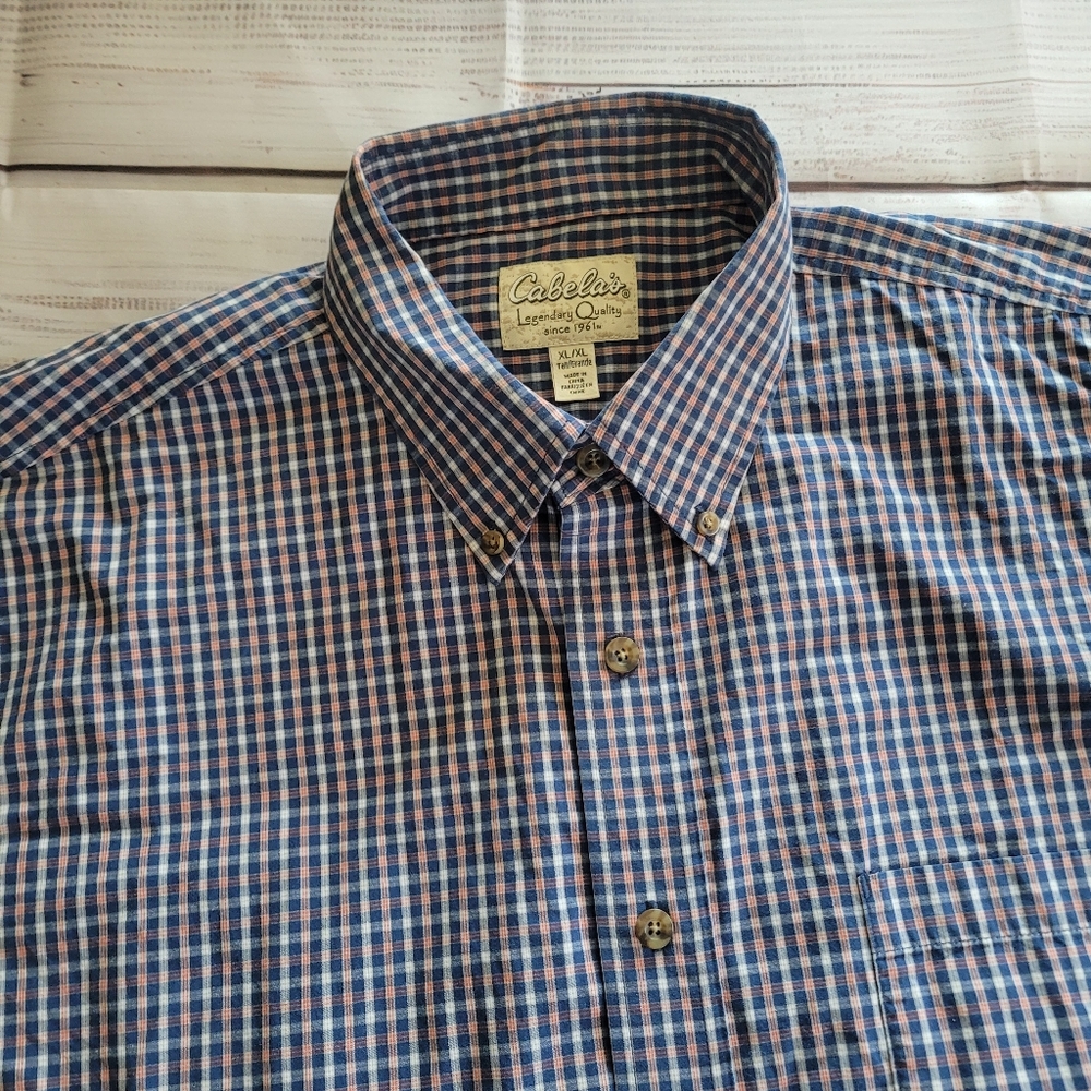 Cabela's‎ Short Sleeve Button Down . Red White Blue . XL Tall